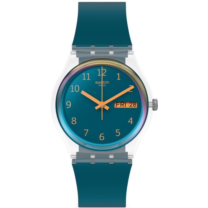 Swatch Blue Away Orange Detail Watch