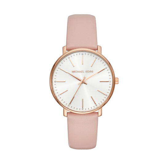 Ladies Rolled Gold Rose Pink Strap Jaryn Michael Kors