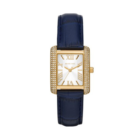 Ladies Michael Kors Rolled Gold Stone Set Bezel With Navy Strap