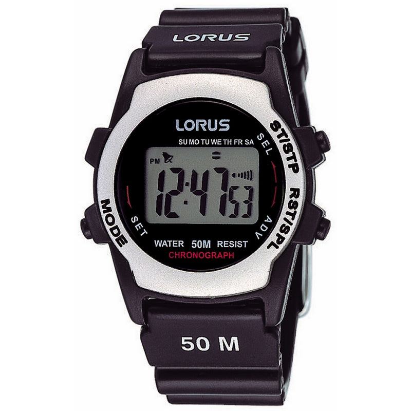 Kids Digital With Alarm Black Plastic Strap Lorus Watch