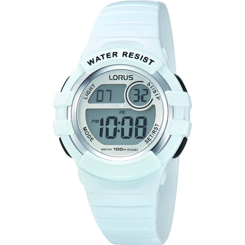 Ladies Digital Alarm White Rubber Strap Lorus Watch