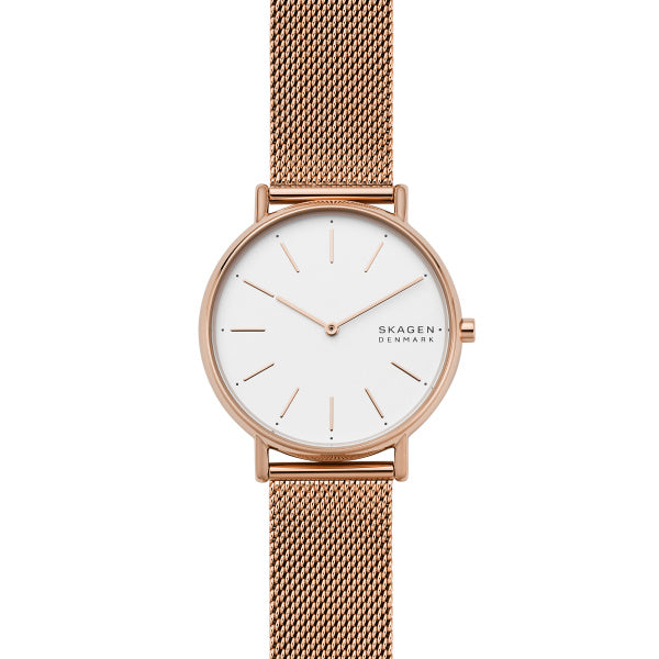 Ladies Rolled Gold Bracelet Signatur Skagen Watch Rose