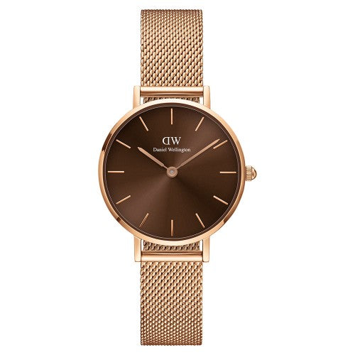 Ladies Rolled Gold Rose Mesh Bracelet Amber Gold 28mm Dw
