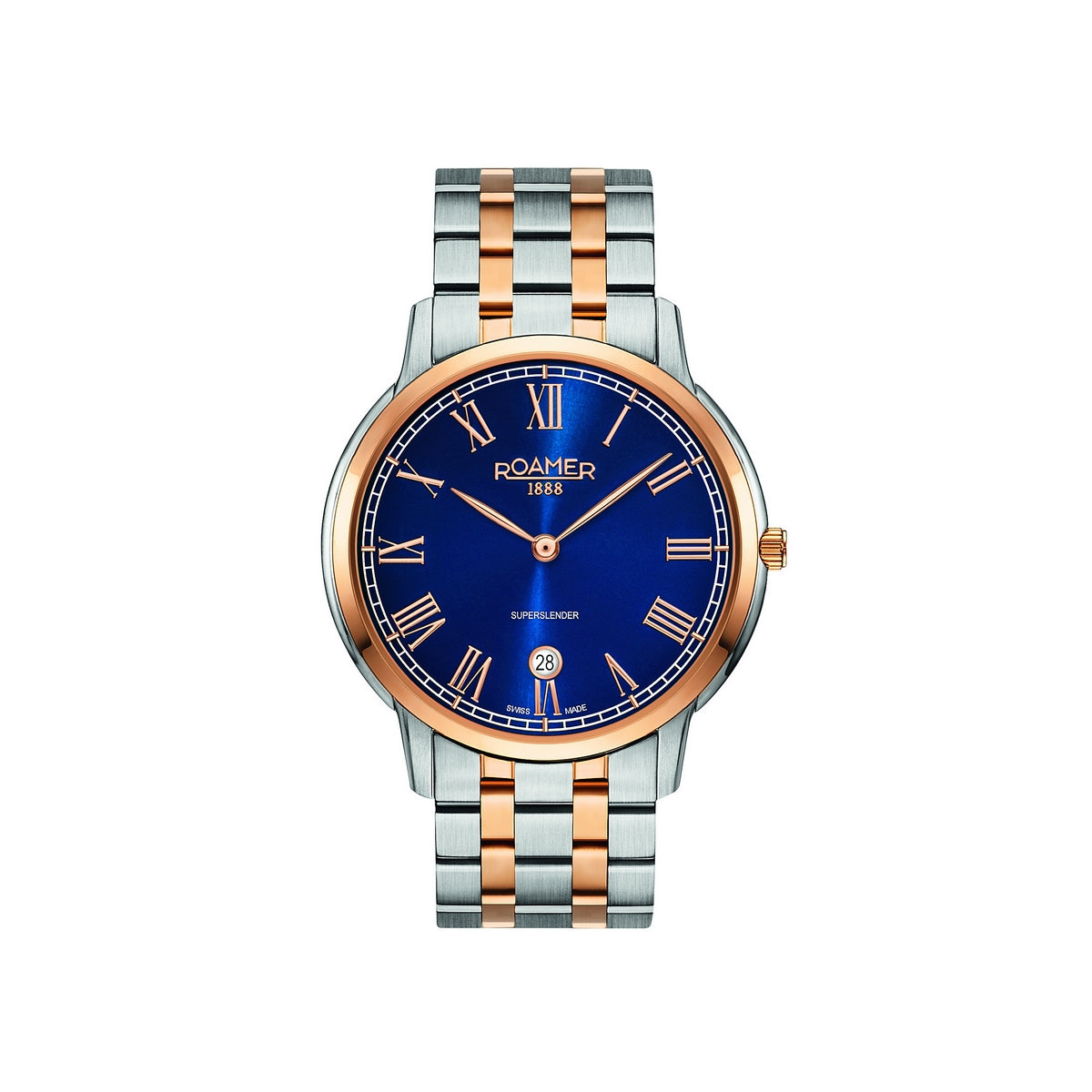 Gents Stainless Steel Blue Dial Superslender Romaer Watch