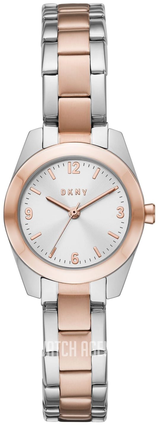 Ladies Two Tone DKNY Round Silver Dial