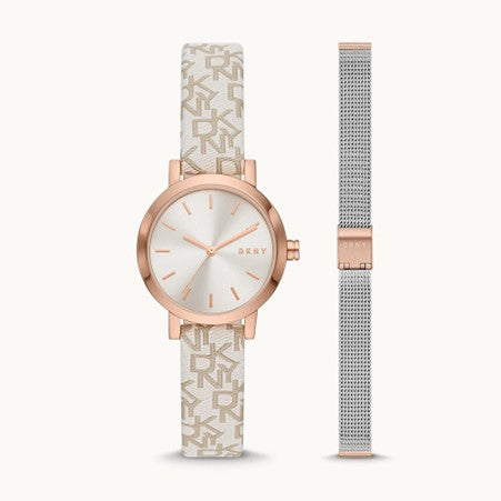 Ladies DKNY Rose Logo Strap + Mesh Strap
