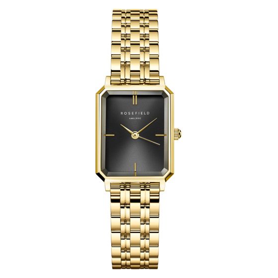 Ladies Rolled Gold Rosefield Black Octagon Xs Watch