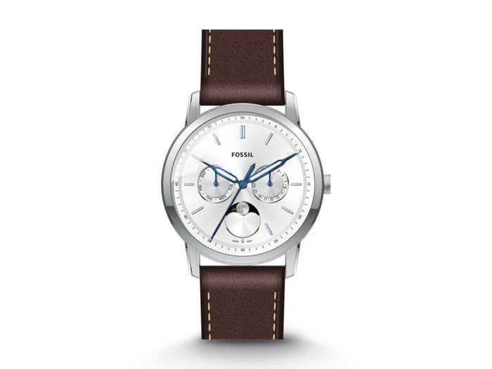 Gents Stainless Steel Fossil White/Blue Chronograph Watch