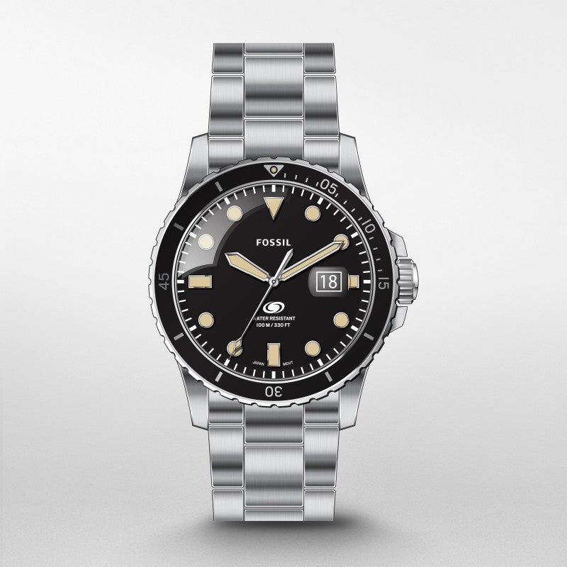 Gents Fossil Stainless Steel Black Bezel/Dial