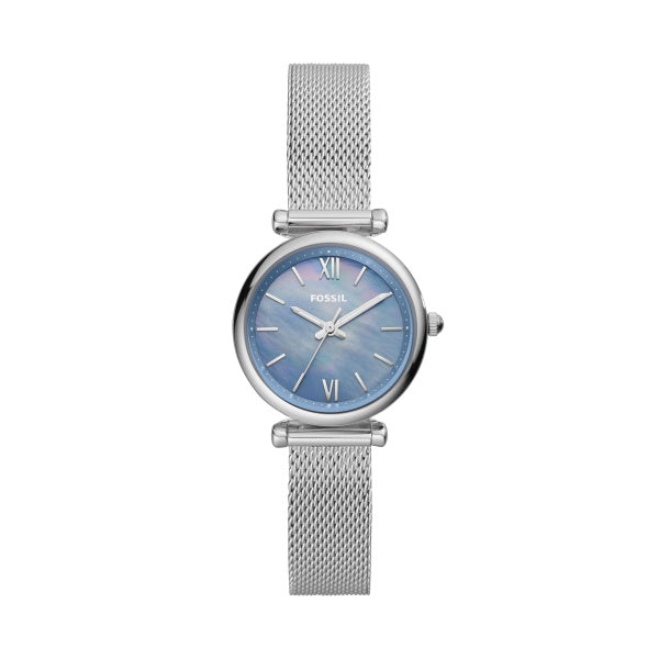 Ladies Stainless Steel Mesh Bracelet Blue Dial Fossil Watch