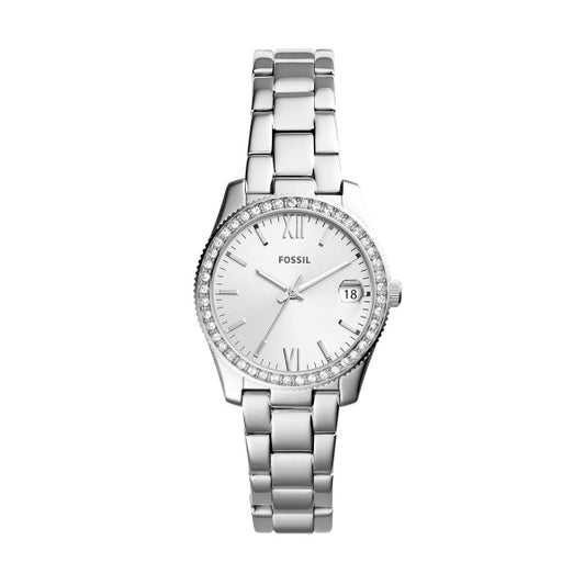 Ladies Stainless Steel Bracelet Silver Dial Scarlett Mini Fossil