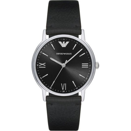 Gents Stainless Steel Black Strap Black Dial Armani Watch