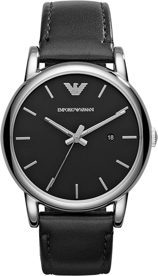 Gents Armani Stainless Steel Black Bracelet With Black Dial