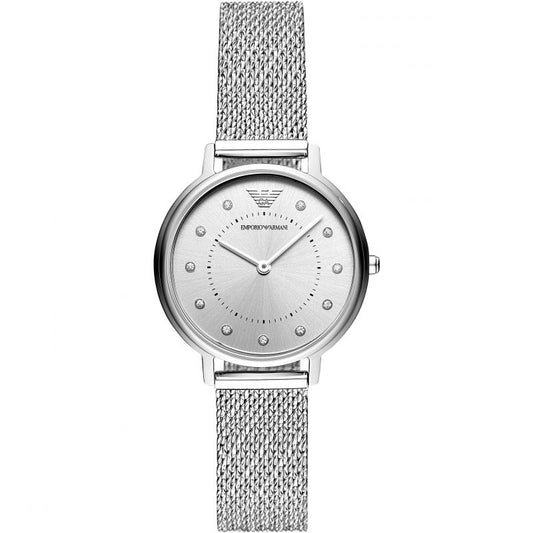 Ladies Armani Stainless Steel Round Silver Dial Watch