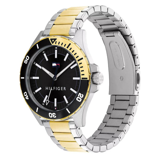 Gents Tommy Hilfiger Two Tone Black Colour Block Dial Watch