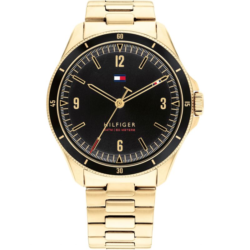 Gents Rolled Gold Bracelet Black Dial Maverick Tommy