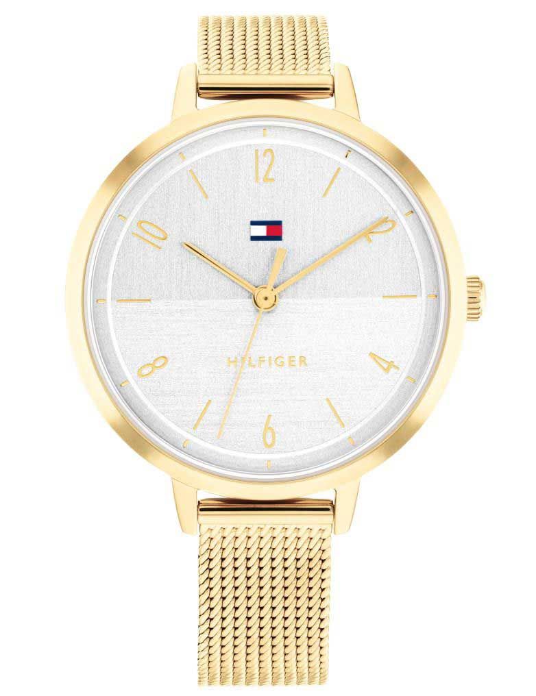 Ladies Rolled Gold Tommy Hilfiger Silver Dial Mesh Watch Florenc