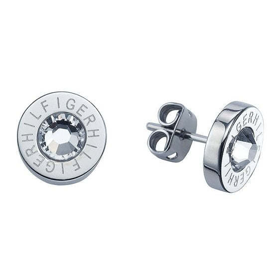 Tommy Hilfiger Silver Plated Round Cubic Zirconia Stud Earring