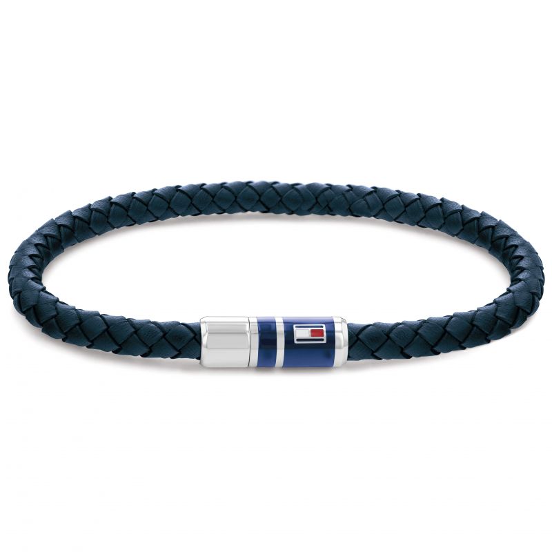 Tommy Hilfiger Blue Braided Leather Bracelet