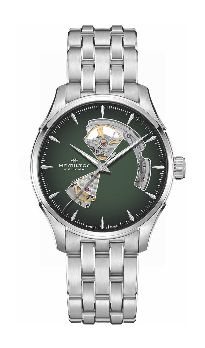 Gents Stainless Steel Hamilton Green Jm Open Heart Watch