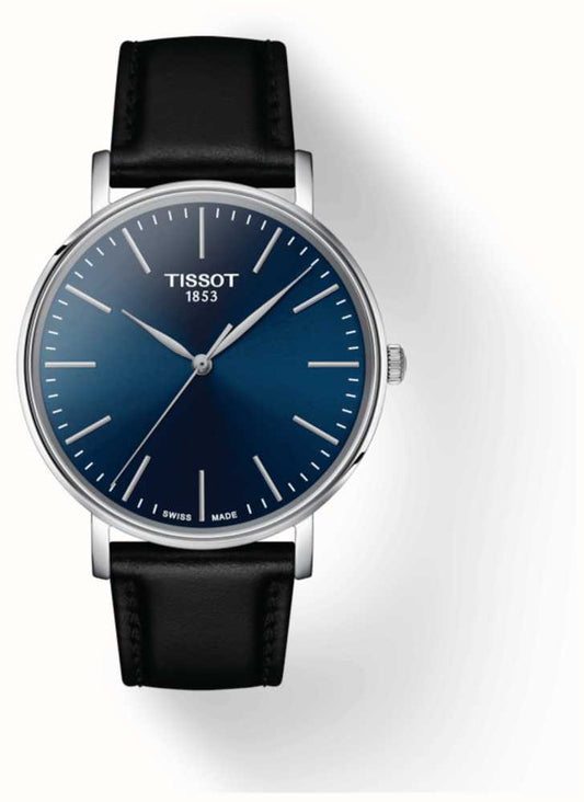Gents Tissot Blue/Black Everytime Watch With Leather Strap