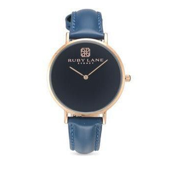 Ruby Lane Blue Strap Black Dial Watch