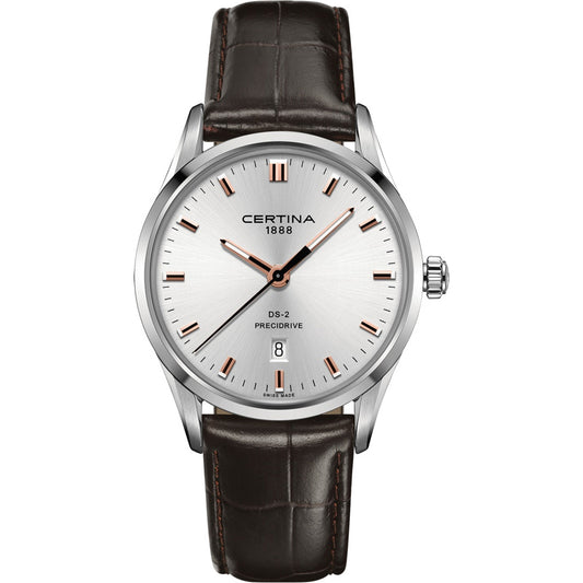 Gents Steel Brown Strap Silver Dial Ds-2 Certina