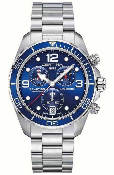 Gents Steel Bracelet Blue Dial Chronometer Ds Action Certina
