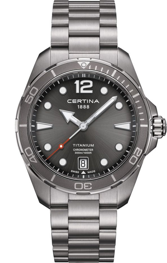 Gents Titanium Bracelet Grey Dial Chronometer Dsaction Certina
