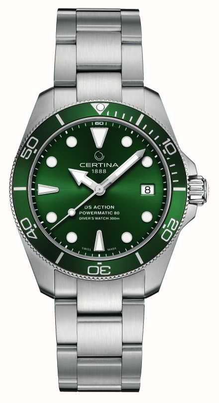Gents Steel Bracelet Green Dial Divers 300m Ds Action Certina