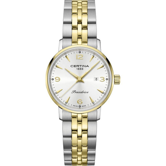 Ladies Mixed Bracelet Certina Watch With White Dial And Date