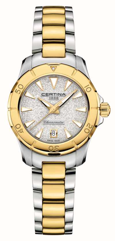 Ladies Certina Two Tone Ds Action Watch With Glitter Dial