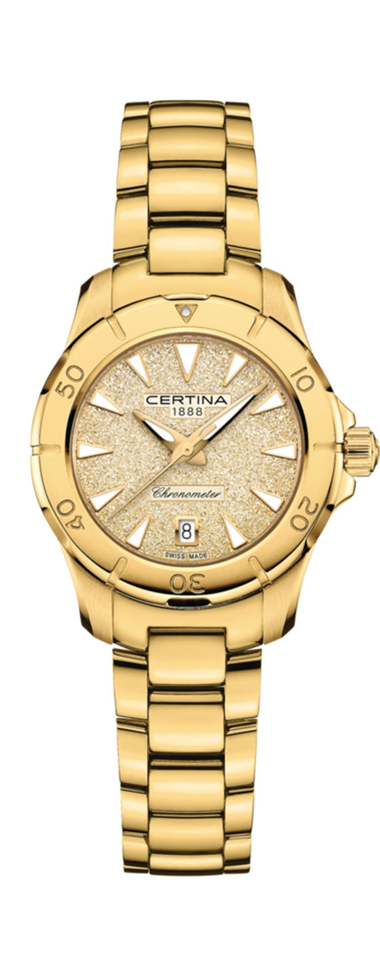 Ladies Certina Rolled Gold Ds Action Watch With Glitter Dial