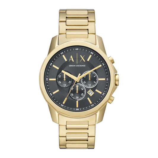 Gents Armani Exchange Rolled Gold Chronograph Black Dial
