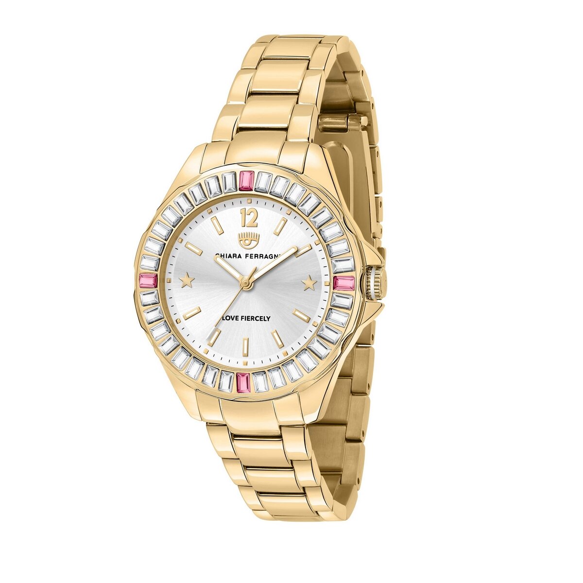 Ladies Rolled Gold Chiara Ferragni Watch With Pink Cubic Stones