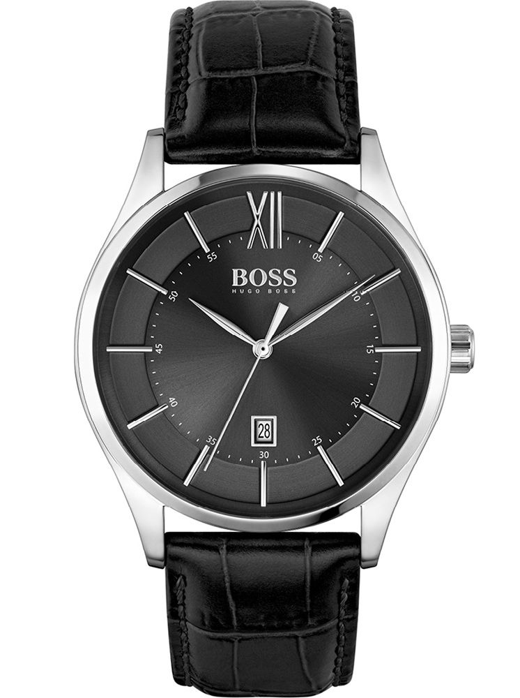 Gents Stainless Steel Black Strap Hugo Boss Watch