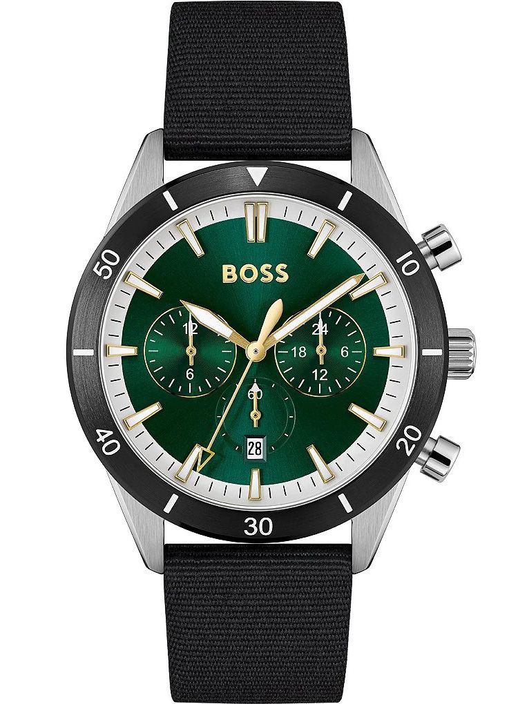 Gents Hugo Boss Stainless Steel Green Dial Black Strap