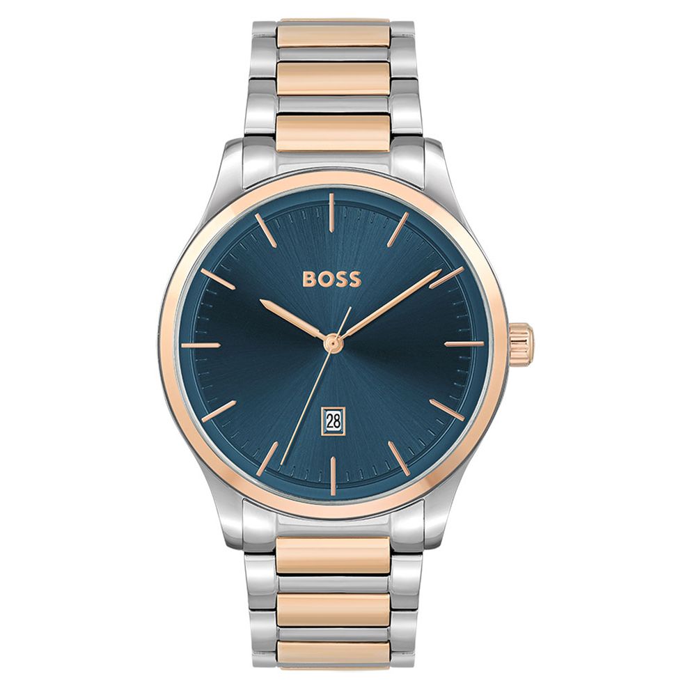 Gents Hugo Boss Two Tone Blue Dial Watch