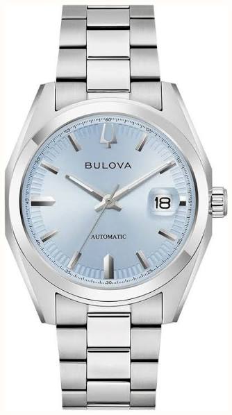 Gents Stainless Steel Bulova Surveyor Ice Blue 39mm Automatic Watch