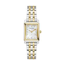 Ladies Two Tone Bulova Sutton Mother Of Pearl Square Watch