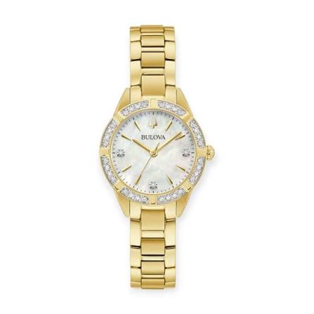 Ladies Rolled Gold Bulova Sutton Petite Diamond 28mm Dial Watch