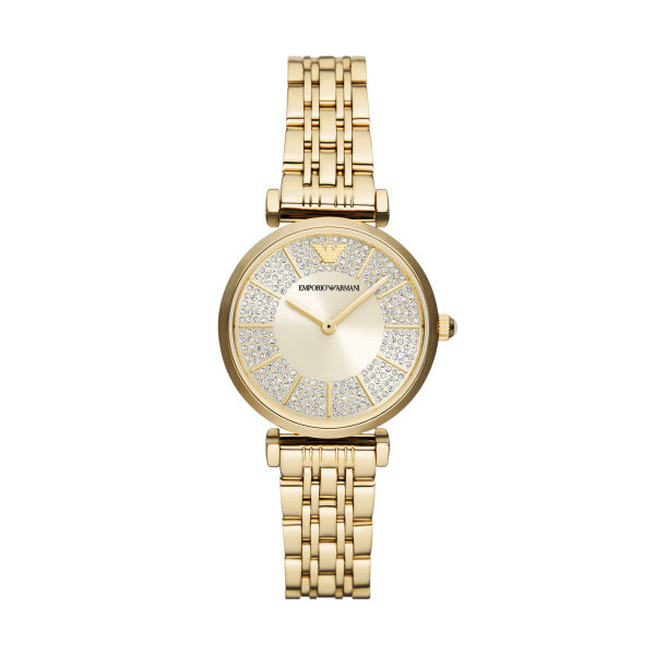 Ladies Rolled Gold Emporio Armani Gianni T-Bar Stone Set Watch