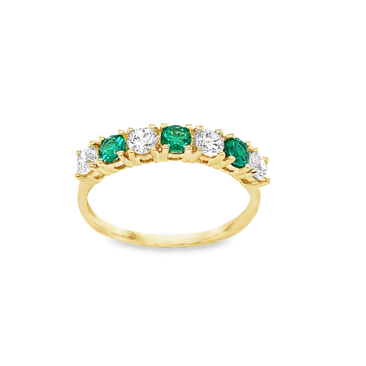 9ct Green & Cubic Zirconia 6 Stone Ring