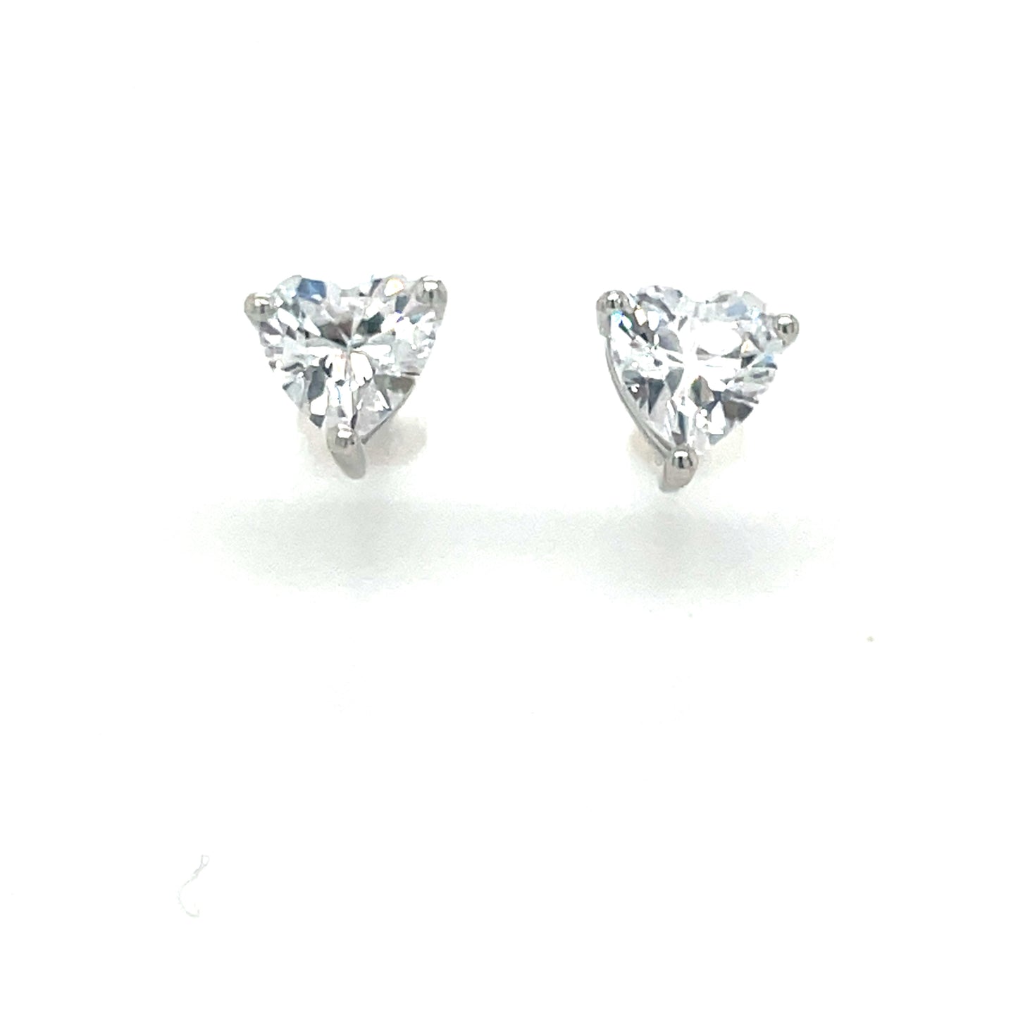 Sterling Silver Cubic Zirconia Heart Stud Earrings