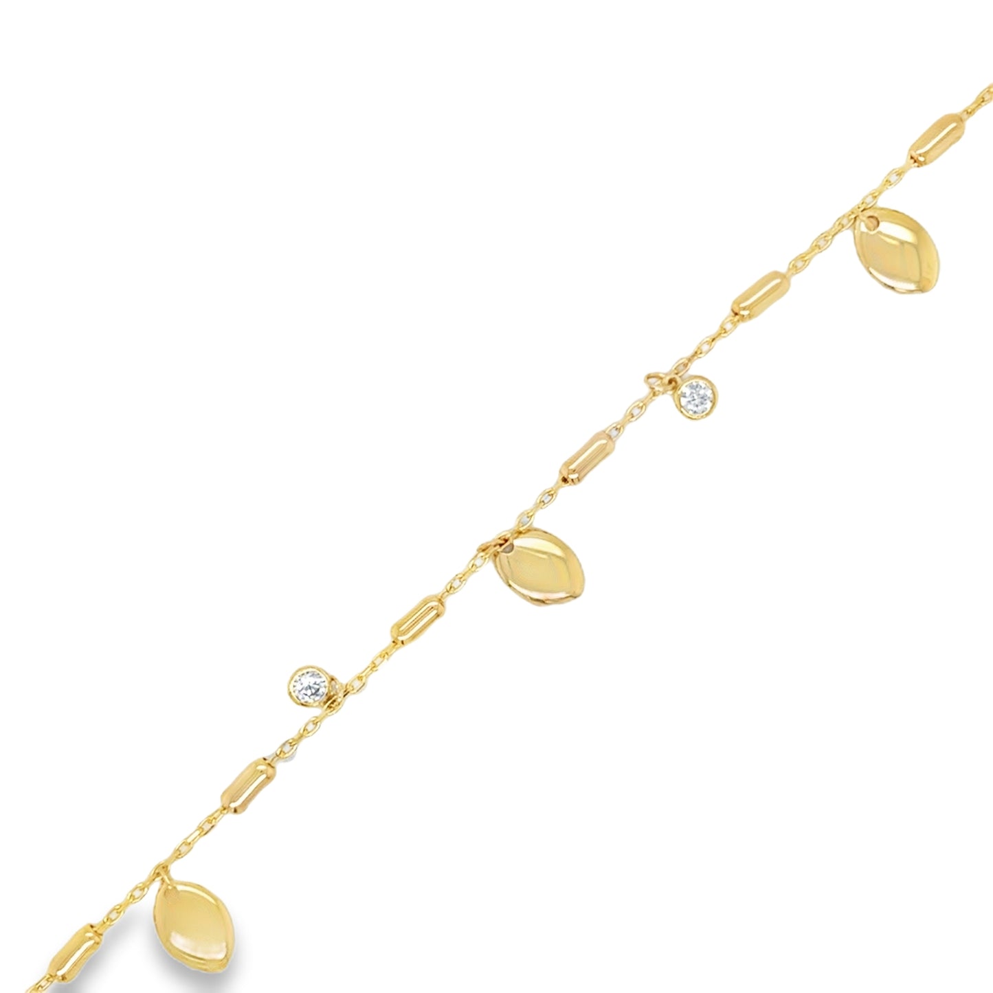 9ct Yellow Gold Rubover CZ and Oval Scatter Bracelet