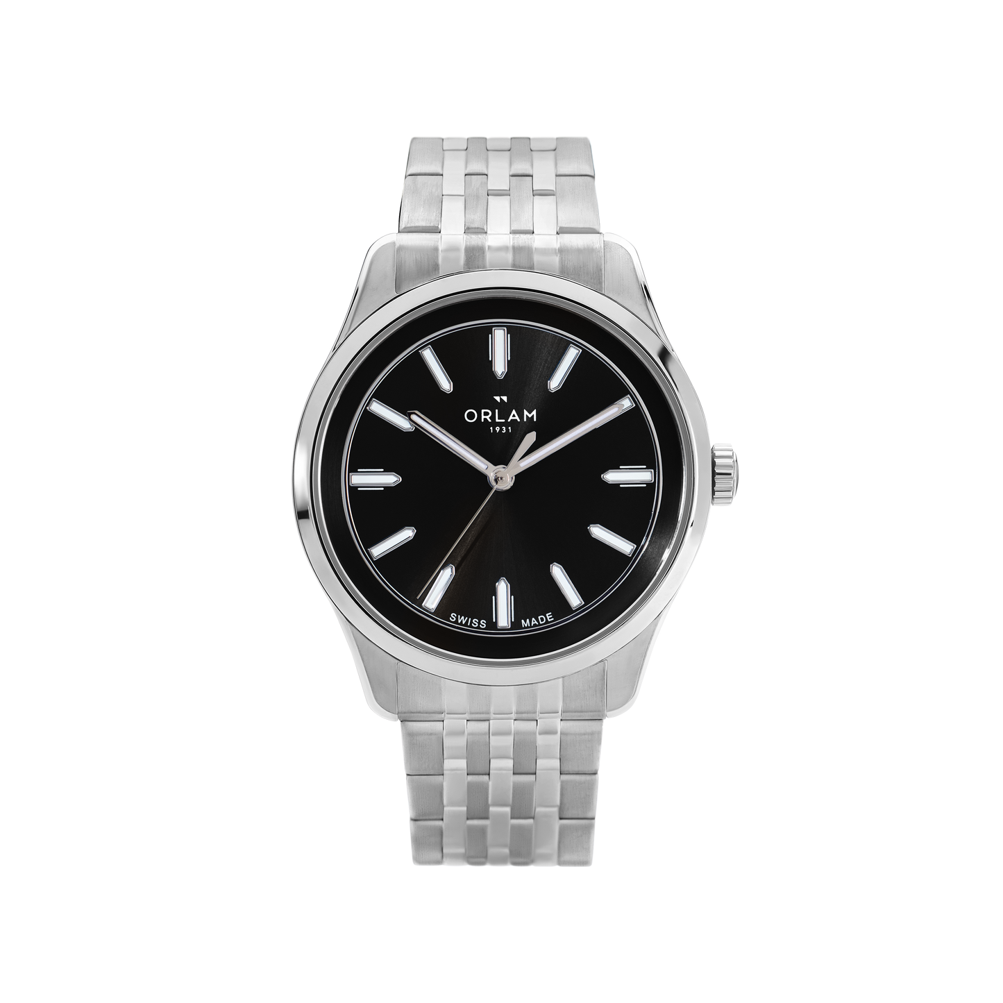 Gents Orlam Quartz Round Black Dial