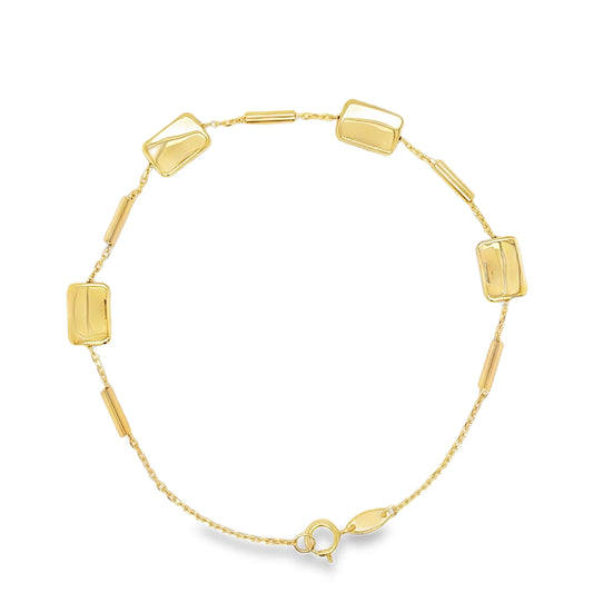 9ct Yellow Gold Bar and Rectangle Scatter Bracelet