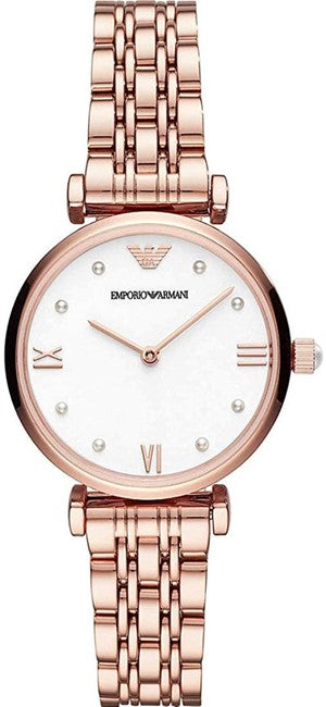 Ladies Rolled Gold Rose Bracelet Armani Watch
